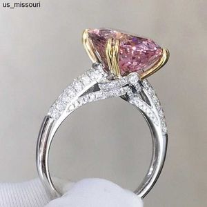 Band Rings Vintage Pink Diamond Cz Ring 925 Стерлинговые обручальные обручальные кольца для женских свадебных ювелирных украшений J230522