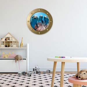 Wall Stickers Sea World Dolphin 3D Submarine Window For Baby Room Living Bedroom