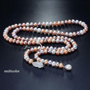 Necklaces Freshwater tassel long pearl necklace women real natural bridal pearl necklace body multicolor layered necklace for girls