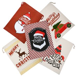 Large Christmas Gift Bag 50*70cm Organic Heavy Canvas-bag Santa Claus Drawstring Bag Festival Decoration