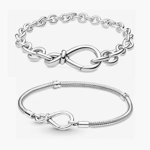 Bangle LR Armband för kvinnor med Cross Korean 925 Silver Love Endless Chain Women Pulsera Charms Armband Pärlor smycken