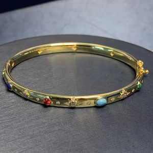 Bangle New Roman Style Colored Stone Turquoise Bracelet Womens Bohemia Design Exquisite Zirconia Bangle Jewelry Zk35