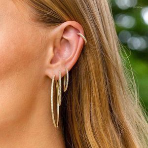Hoop Earrings CZ Medium Large Size Circle Round Earring For Women Fashion Jewelry Gold Color Top Quality Shinny 2