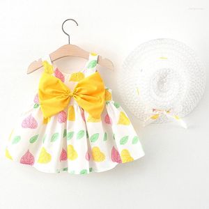 Girl Dresses 2Piece Summer Born Clothes Baby Clothing Korean Cute Big Bow Sleeveless Princess Dress For Girls Outfits Set BC460