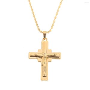 Chains Jesus Cross Pendant Gold Color Chain Charm Necklace For Men Jewelry