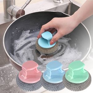 Kort handtag Pan Pot Wash Brush Dish Scrub -redskap Rengöring av boll Hushåll Kökstillbehör