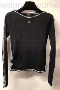 Sweaters femininos Designer 401 XL 2023 Milan Runway Spring Summer Brand Mesmo estilo suéter de manga longa Crew pescoço preto Qualidade branca feminino zhen f7o2