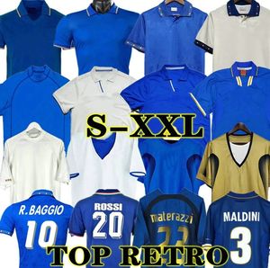 1998 Baggio Maldini Retro Soccer Jerseys 1990 1996 1982 ROSSI Schillaci Totti Del Piero 2006 Pirlo Inzaghi Buffon Italy Cannavaro Men Football Shirts