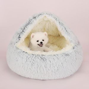 Letti per gatti Inverno 2 in 1 Letto Casa Lungo Peluche Cane Ciambella Cave Cuddler Sacco a pelo caldo Cuscino per divano Nido per piccoli cuccioli Gattino