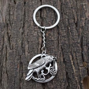Anahtarlıklar Norse Raven Crow Pentagram Keychain Wicca Pagan Hayvan Keyasyon Muska