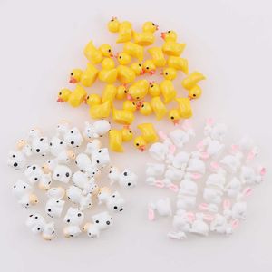 Novelty Items Mini 50pc AnimalResin Duck Rabbit Cows Flat Back DIY Miniature Artificial Hand Painted Resin Cabochon Craft Play Doll House Toy G230520