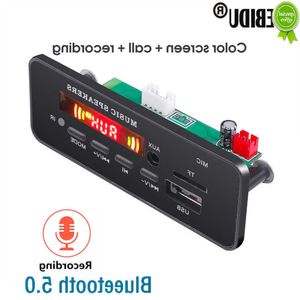 Car New With Microphone Bluetooth 5.0 Handsfree 5V-12V MP3 Decording Board Module TF card slot 3.5mm USB AUX FM Radio audio Adapter