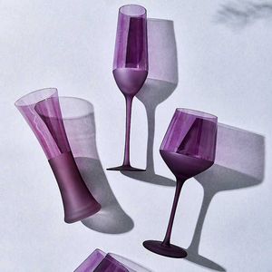 Coffee Tea Tools Purple Wine Glass Crystal Nordic Luxury Champagne Glass High Foot Mouse Cup Creative French Family Photography Vodka Glasses