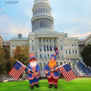 Dekoracja imprezy American Independence Day Symulowany starsza lalka Pocieranie się amerykańska ręcznie robiona pamiątka Happy 4 lipca USA Day Day Decor T230522