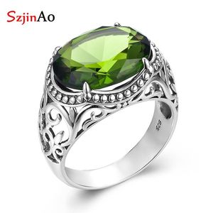 Cluster Rings Fashion Vintage Jewelry Peridot August Birthstone Genuine 925 Sterling Silver Fine For Women Wedding Brand