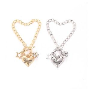 Charm Bracelets ZG Five-pointed Star Bracelet For Women Trending Products Heart-shaped Charms Alloy Strass Bangle Female Jewelry