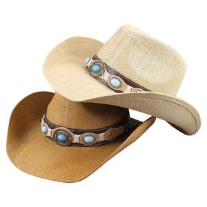 Cappello da cowboy occidentale in carta 100% per uomo Donna Cappello da cowgirl da uomo Cappello da jazz Summer Beach Cappelli da sole Sombrero Hombre