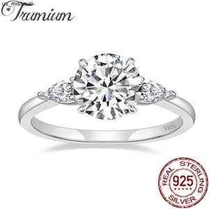 Anéis de banda Trumium Silver Ring Diamond Noivage Anings for Women Classic Round Cut Promote Rings para suas melhores faixas de casamento Jóias J230522