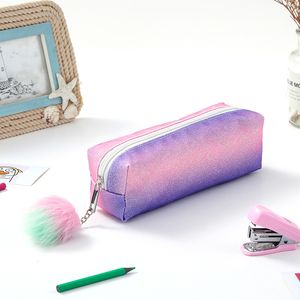 Students colorful pencil case multicolor creative pencil box large capacity rainbow minimal storage childrens art pencil stationery pen bag distinctive BA037 E23