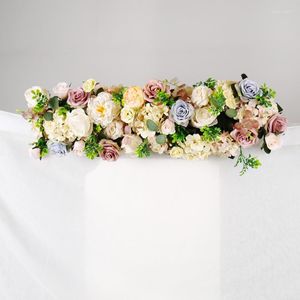 Kwiaty dekoracyjne sztuczne 90-110 cm Rose Flower Row Wedding Arked Dorche Decor Flores Silk Peony Road Cytat Home Party Dekoracja Maison