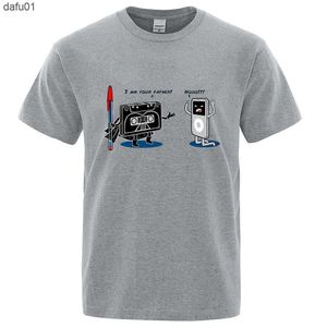 メンズTシャツ面白い音楽プレーヤー男性トップサマールーズTシャツコットンクルーネックTシャツヒップホップティー服高品質TシャツMan New L230520 L230520