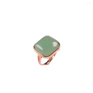 Kluster ringar naturligt ljusgröntare jade 14k rosguld jadeit mode smycken kvinnor ring ädelsten