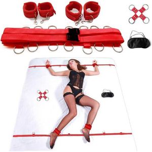 factory outlet Kit MISSTU Restraint Set Sexual Toys handcuffs ankle cuffs restraint series with eye masks and Hogtie accessories in red