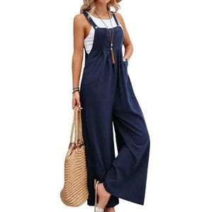 Women's Jumpsuits Rompers S-5XL Summer Women's Solid Color Casual Pants Jumpsuit Sleeveless Playsuit Trousers Overalls P230522