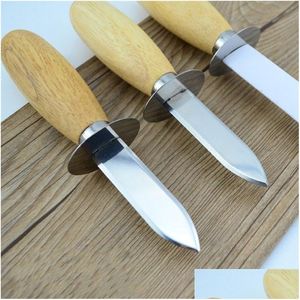 Other Knife Accessories High Quality Oyster Knives With Thick Wood Handle Stainless Steel Seafood Pry Kitchen Food Utensil 2 5Ty E1 Dhr42