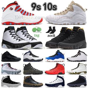 Autentiska basketskor Jumpman 9 10 Chicago Linen University Gold 9S 10S University Blue Mens Sneaker J9 J10 Red Cement Racer Blue UNC OVO Black Outdoor Trainers