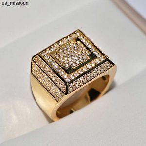 Band Rings Hiphop Origin Natural 2Carat Diamond Gemstone 14k Yellow Gold Ring Men Luxury Invisible Setting 14 K Yellow Gold Rings Box J230522