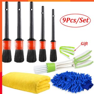 New Car Cleaning Brushes Detailing Brush Set Dirt Dust Clean Brush Microfiber Towel for Motorcycle Air Vents Cleaning Car Wash Tool