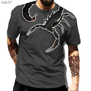 Erkek Tişörtler Damlayı Damlama Erkek Tişörtleri Klasik Hayvan Scorpion 3D Baskılı Tişört Yaz Kısa Kollu Hip-Hop T-Shirt Street Giyim UNISEX L230520