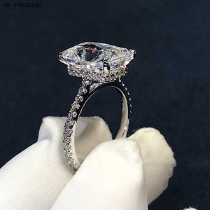 Полосы кольца винтаж Radiant Cut 3ct Lab Diamond Ring 925 Стерлинговое серебро бижумодные обручальные кольца для женских свадебных ювелирных изделий J230522