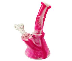 Vattenrör dab rigga rosa bong för flicka vaxmaid bäger bong icke toxisk silikon vattenrör miljövänligt med glas skål7219337