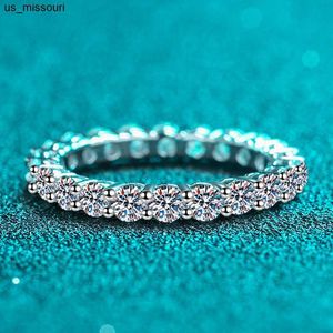Band Rings Tezzc D VVS Full Moissanite Rings for Women Engagement Wedding Eternity Band Sparkling Diamond with GRA 925 Sterling Silver Ring J230522