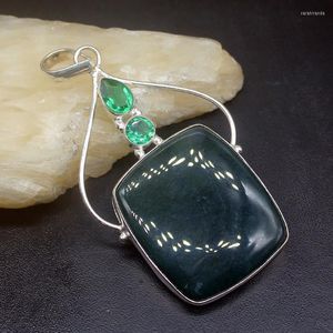 Hänge halsband GemstoneFactory smycken stor marknadsföring 925 Silver Black Sea Sediment Green Topaz Women Dams Gifts Necklace 1313 Pendant