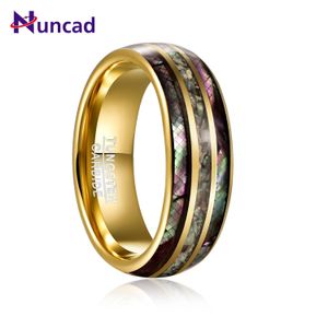 Yüzükler Nuncad 8mm Tungsten Karbür Çelik Altın Kubbe Mor Kabuk Kağıt Opal Düğün Moda Mücevher Yüzüğü Erkekler Toptan Satış