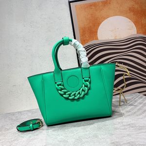 Damen-Einkaufstasche mit Kette, Designer-Shop-Taschen, mittelgroße Korbhandtaschen, Umhängetasche, große Tragetasche, Strandtasche, echtes Leder, goldfarbene Hardware, abnehmbarer langer Riemen