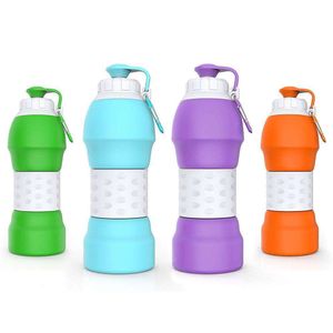 Butelki z wodą przenośna składana butelka z wodą niestandardowe BPA bezpłatne składanie wielokrotnego użytku butelki z siłownią Silikonowa butelka z wodą 230522