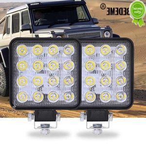 Bil Ny 2st Bil Work Light Offroad Bar LED 4x4 16SMD 48W Huvudljus Spotlights för SUV ATV Motorcykelbil Auto glödlampor Bilprodukter