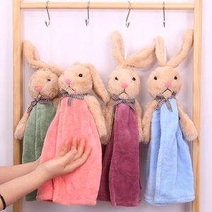 Cartoon Rabbit Coral Velvet handduk för kök badrum mikrofiber mjuk snabb torr absorberande hem terry handdukar
