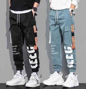 Men's Pants Classic Streetwear Casual Pants Men Ribbons Harem Jogging Pants Male Slim Fit Spring Cargo Pants Multi-Pockets Women Trouser J7