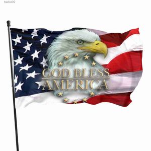 Party Decoration God Bless America Flag Unique American Eagle Flag med mässing Gommets Rustic Bald Eagle American Flag Outdoor Women Men Gifts T230522