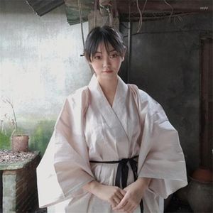 Ethnische Kleidung 2023 Kimono Japanischer traditioneller Stil Yukata mit Gürtel Freizeit Samurai Streetwear Langarm Pure Haori Frauen Männer Harajuku