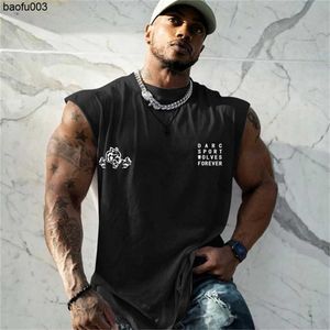 Men's T-Shirts Summer NEW Brand Men Gym Tank Tops Workout Fitness Bodybuilding Sleeveless Shirt Male Exercise Cotton Undershirt Sports Vest Top J230522