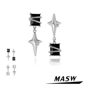 Knot Masw Oryginalny design srebrne fajne kolczyki z gwiazdami 2022 Nowy trend asymetryczne wysokiej jakości kolczyki cyrkonowe dla kobiet biżuteria
