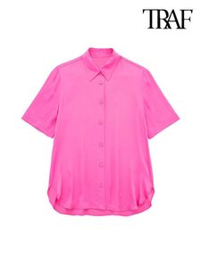 Kadın bluzları Kadınlar Moda Havalanımlar Saten Gömlekler Vintage Uzun Kollu Ön Düğme Kadın Blusas Şık Tops