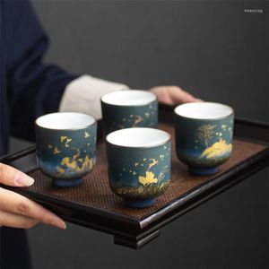 Cups Saucers Ceramic Retro Master Tea Cup Creative Set Porcelain Kiln Change Water Mug Household Handmade Teacup Chinese Teaware