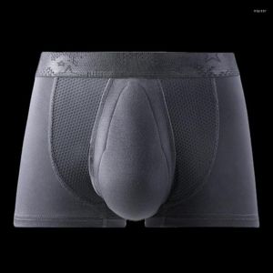 Underpants Sexy Mens Underwear Modal Boxers Shorts Man Antibacterial Latex Crotch 3D Pouch Solid Mesh Panties Cueca Calzoncillo